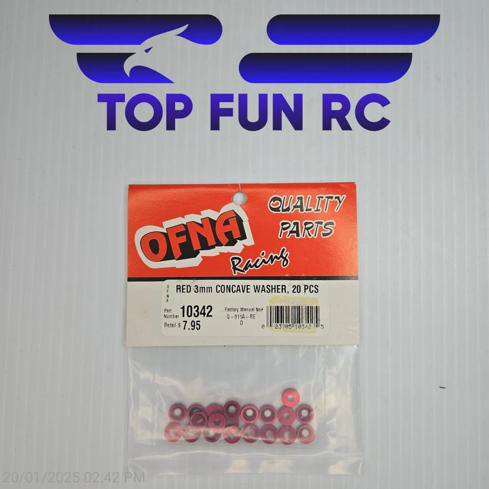 OFNA 10342 Red 3mm Concave Washer 20 PCS Anti Loosening  - Image 1 of 1