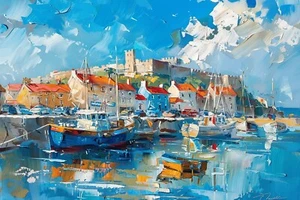 SEASIDE SEASCAPE CANVAS PICTURE PRINT WALL ART - Picture 1 of 9