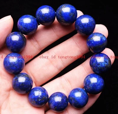 Riesige 16mm Blaue Lapis Lazuli Runde Edelstein Perlen Elastisches Armband 19 Cm - Bild 1 von 4