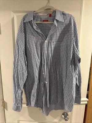 Izod Shirt Mens 3XLT  Big & Tall Blue & White Plaid Long Sleeve Button Down - Image 1 of 4