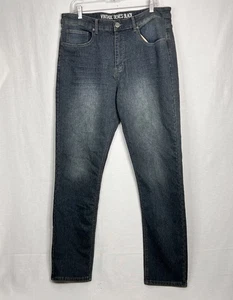 Pantalones de mezclilla Genes negros vintage para hombre calce ajustado cómodos felpa francesa grises 36x32 usados en excelente estado - Imagen 1 de 7