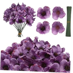 60 Pcs Purple Poppy Flowers Artificial Fake Flower Poppy Heads for Veterans - Picture 1 of 8
