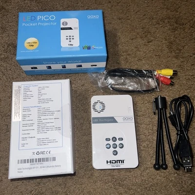 AAXA LED Pico Pocket Projector 1280x720px Mini-HDMI with Accessories - Image 1 of 4