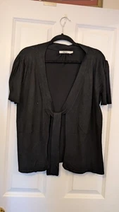 Ladies Lightweight Black Short Sleeved Coverup Shrug Knitted Jacket Size L - Picture 1 of 10