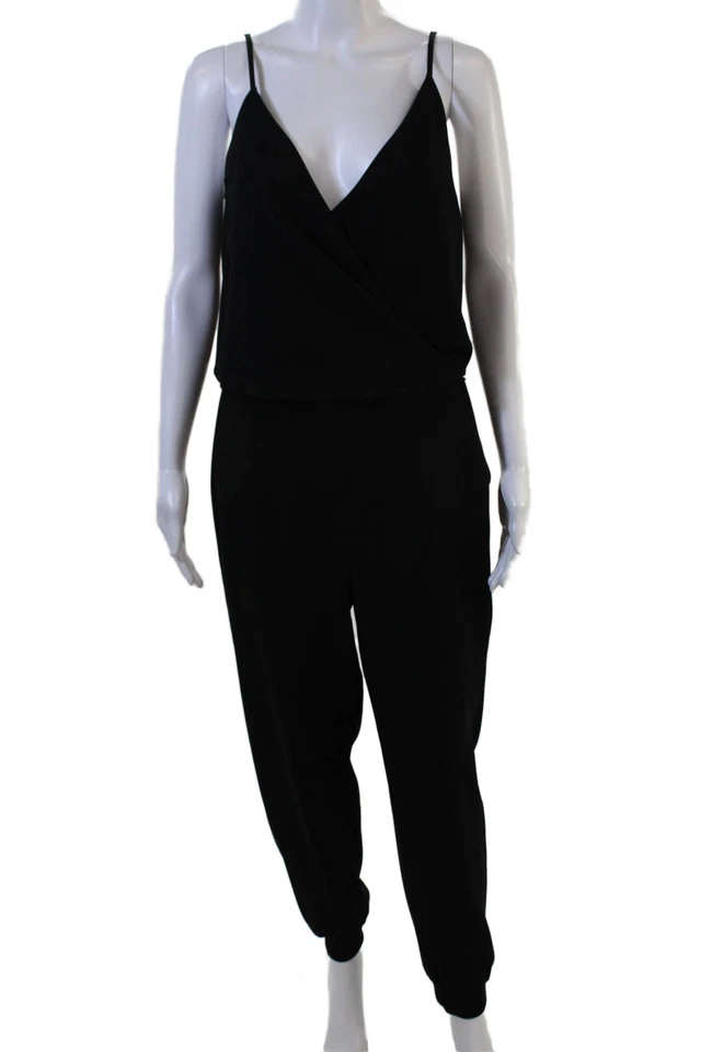 Mono Theory para mujer con correa de espagueti cuello en V crepé envolvente negro talla 6 Foto 1 de 4