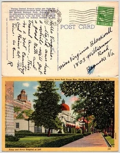 1949 Bath House Row Hot Springs AR Postcard Army Navy Hospital Curteich Linen - Picture 1 of 1