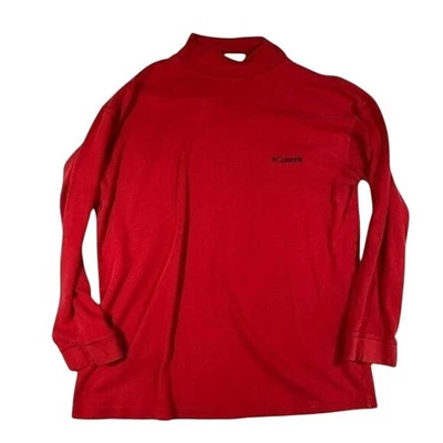 Columbia Sportswear Mock Neck Long Sleeve Top Mens XL Red Cotton Blend - Image 1 of 2