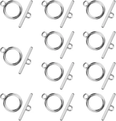 Toggles Clasps for Jewelry Making, 11 Sets Stainless Steel Round Iq Silver  - Image 1 of 4