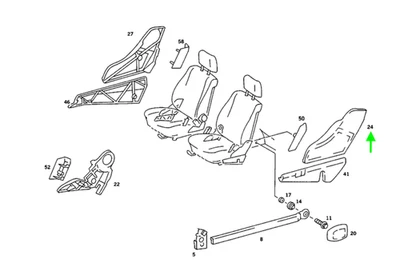 Cubierta de asiento delantero derecho Mercedes-Benz - 201-918-01-30-5076 - para MBZ 190E y 190D Foto 1 de 4