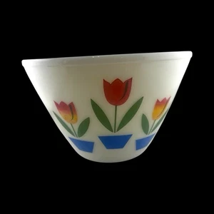 Vintage Fire King Ofengeschirr Tulpen Rührschüssel 6" x 9,5" Große Größe - Bild 1 von 13