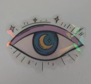Moon Eye Holographic Transparent Sticker 1.75" x 2.38" (AZ) - Picture 1 of 2