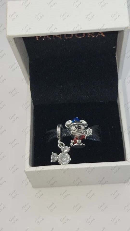 Auténtico Pandora Disney Mickey Silueta y Aprendiz de Hechicero Dije Conjunto B78 Foto 1 de 4