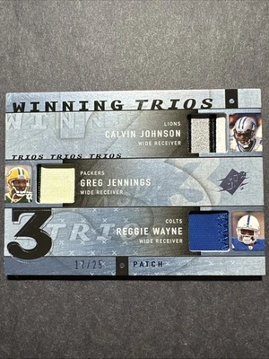 Tríos ganadores SPx 2009 Reggie Wayne, Calvin Johnson, Greg Jennings Lions Packers Foto 1 de 4