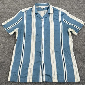 Reiss Hemd Herren Large blau weiß gestreift Retro Camp Kragen Button Down - Bild 1 von 10