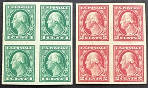 US 1916 Scott 481-482 Lot of 2 Imperf Blocks of 4 MNH OG Washington - Picture 1 of 2