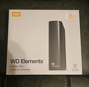 WD Elements 8TB External Hard Drive USB 3.0 Desktop HDD Black Sealed Unopened - Picture 1 of 1