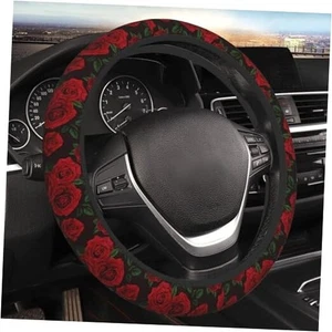 Cubierta de volante estética flor rosa roja para mujer hombre niña coche 8 - Imagen 1 de 8