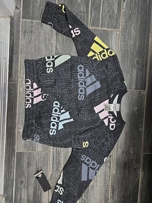 Adidas Niñas Manga Larga Estampado Completo Crew Pullover Forrado de Vellón Sudadera S Foto 1 de 4