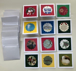 Set di 12 mini biglietti appunti a tema natalizio 3x3 - fatti a mano con buste - Foto 1 di 8