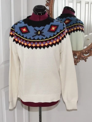 Ralph Lauren CHAPS Aztec 设计套衫毛衣女式 L 码 — 第 1/4 张图片