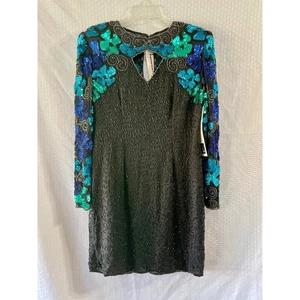 Vintage Laurence Kazar Sequined Cocktail Party Evening Dress Size Large NEW!!! - Picture 1 of 6