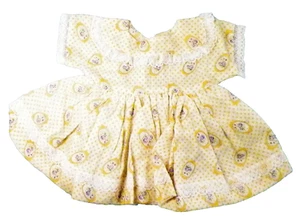 Doll Dress Toddler Baby Yellow Lavender Flowers Cotton Lace Retro Vintage - Picture 1 of 4
