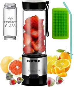 Portable Smoothie Blender ROSEVIEW Glass Cordless Mini Shakes Cup blend for s... - Picture 1 of 5