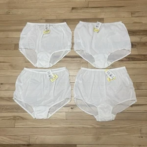 (4) Vintage Sheer 100% Nylon White Panties Size 10 USA Made New Old Stock - Picture 1 of 3