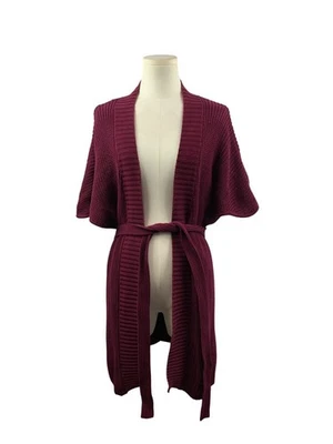 Cárdigan Evie Borgoña Frente Abierto Con Cinturón XS Foto 1 de 4
