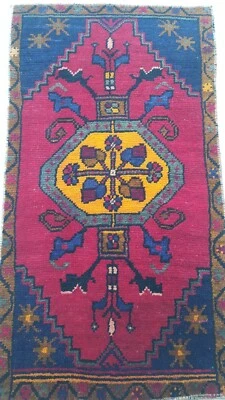 Alfombra Antigua Alta Calidad Azul Rojo Alfombra Vintage Alfombra Diseño Bohemio ENVÍO GRATUITO Foto 1 de 4