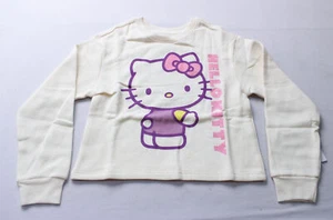 Hello Kitty Girl's Cropped Glitter Crew Neck Sweatshirt CD4 Ivory Medium (8) NWT - Picture 1 of 5