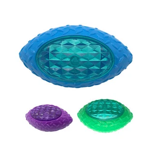 Dog Chew Toy with Flashing Light Rugby Ball Shaped Durable Rubber Pet Chew Toy - Foto 1 di 15