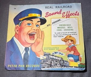 REAL RAILROAD SOUND EFFECTS - PETER PAN RECORDS # 338 - RED - 1954 -EX - Picture 1 of 3