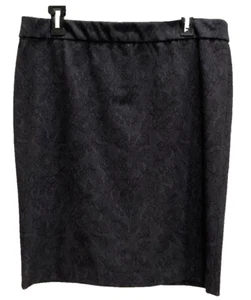 Elle Pull On Skirt Size 12 Black Floral Lined Stretch Straight F42 - Picture 1 of 9
