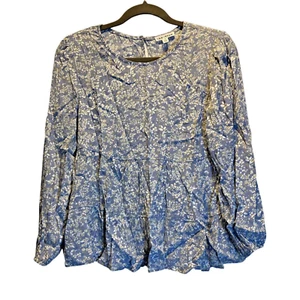 Blusa para mujer Lily Star azul floral manga larga talla S ojo cerradura espalda - Imagen 1 de 7