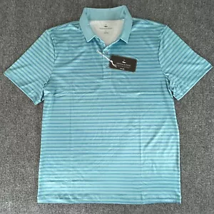 Grayson & Dunn Polo Shirt Mens Large Blue Stripe Performance Golf UPF 50+ Sports - Picture 1 of 12