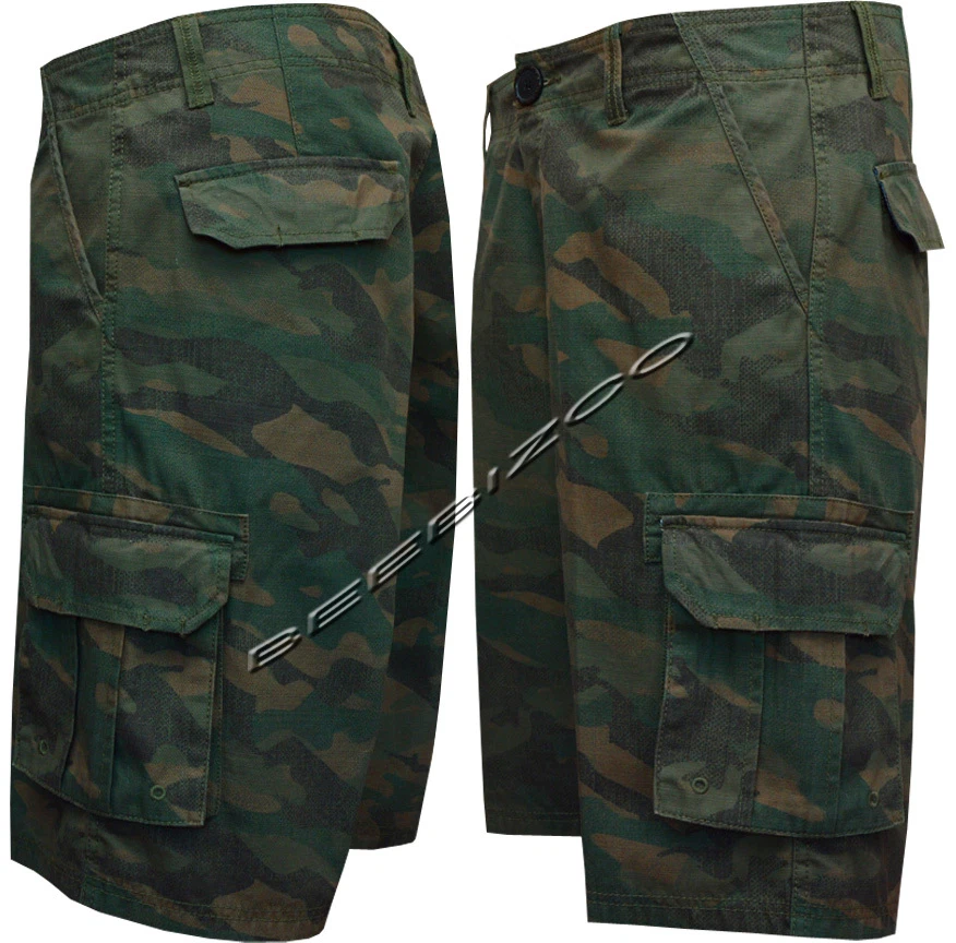 Nuevos pantalones cortos de carga para hombre 100 % algodón diseñador camuflaje ajuste regular combate la rodilla hasta la rodilla Foto 1 de 1