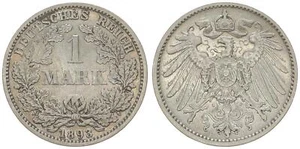 1893 F Empire 1 Mark Currency Coin J.17 VF 75639 - Picture 1 of 1