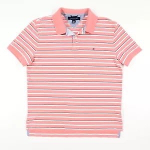 Polo Tommy Hilfiger Jersey Tejido Para Hombre Mediano Rosa Rayas 100% Algodón Suave - Imagen 1 de 11