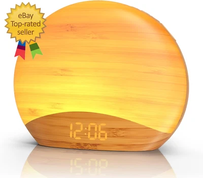 Máquina de sonido de grano de madera natural reloj despertador amanecer, 26 inspirado en la naturaleza para dormir Foto 1 de 4