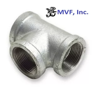2-1/2" 150 Female NPT Tee Galvanized Malleable Iron Pipe Fitting <MI031041GMI - Picture 1 of 4