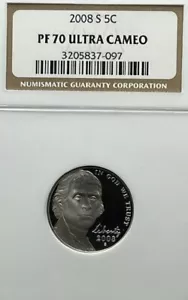 2008-S Jefferson Nickel 5C NGC PF 70 Ultra Cameo - Bild 1 von 4