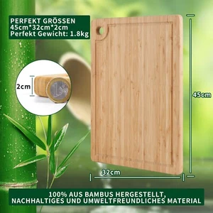 XXL Schneidebrett mit Saftrille | Extra großes | Bambus Holz | 45x32x2 cm ⭐⭐⭐⭐⭐ - Bild 1 von 9