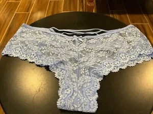 Victoria’s Secret Cheeky XL Baby Blue Lace Flowers - Picture 1 of 2