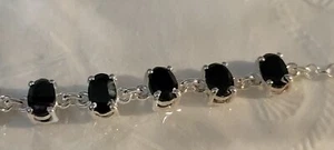 Thai Black Spinel Bolo Bracelet Plat Over Silver Nwt - Picture 1 of 4