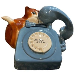 Vintage COOPERCRAFT CAT TELEPHONE TEAPOT MADE in England EUC! - Picture 1 of 8