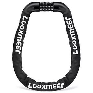 Looxmeer® Bike Lock Heavy Duty High Security 90cm 5-Digit Combination Chain Lock - Picture 1 of 36