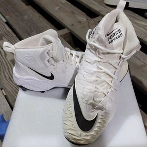 Nike Football Cleats Size 14 Force Savage White with Black Swoosh - Picture 1 of 5