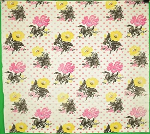 "An Original Floral Screen Print Fabric Panel Designed by Cecil Beaton" - Picture 1 of 9