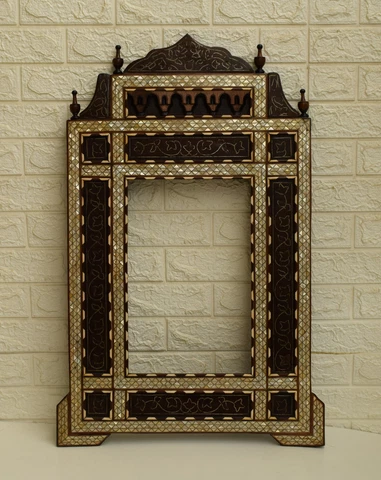 Vintage Moroccan Wall Hanging Mirror Frame, Mother of Pearl Inlay Wooden Frame Cover